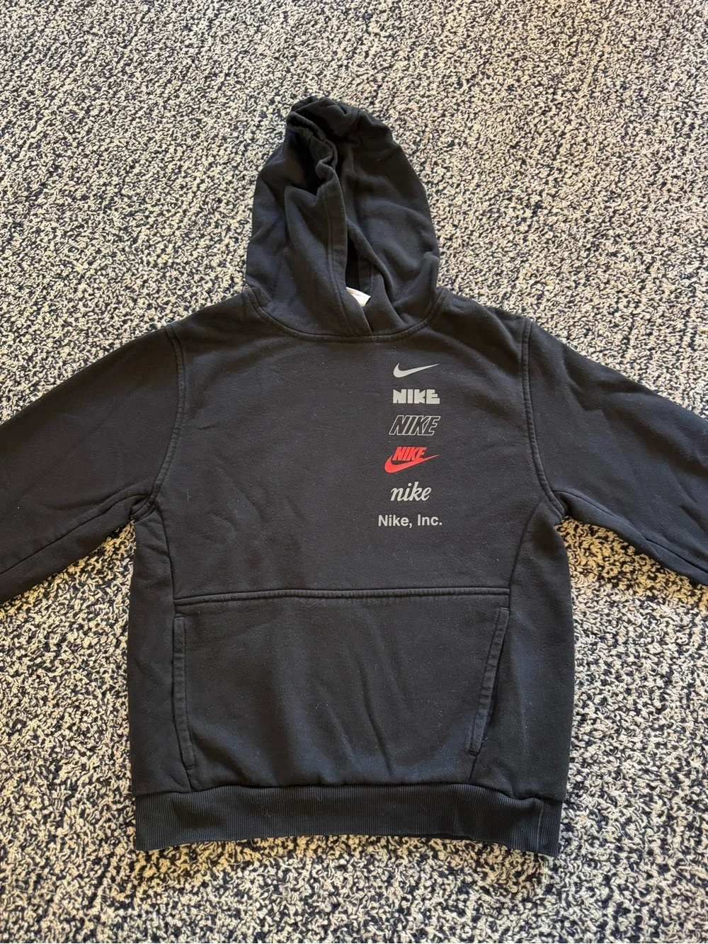 Nike Black Hoodie with Vertical Logo Stack